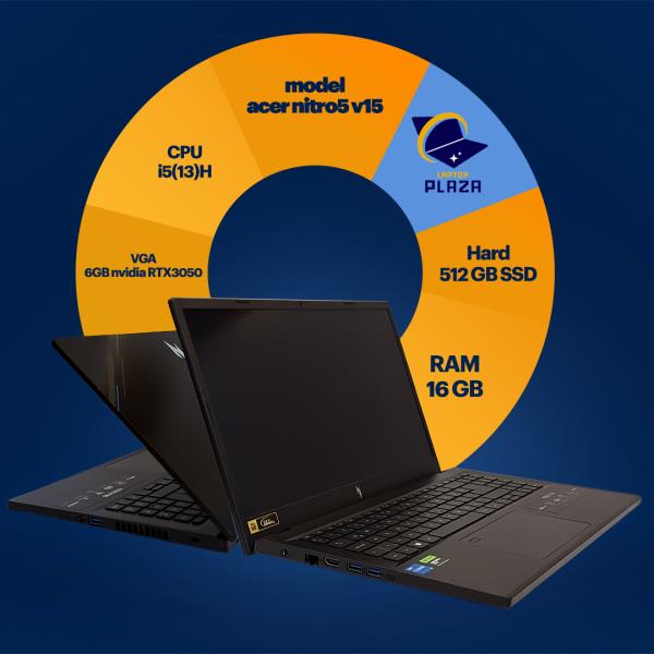 لپ تاپ آکبند گیمینگ ایسر ACER NITRO5 V15 I5(13)H-16GB-512 GB SSD-VGA 6GB RTX 3050